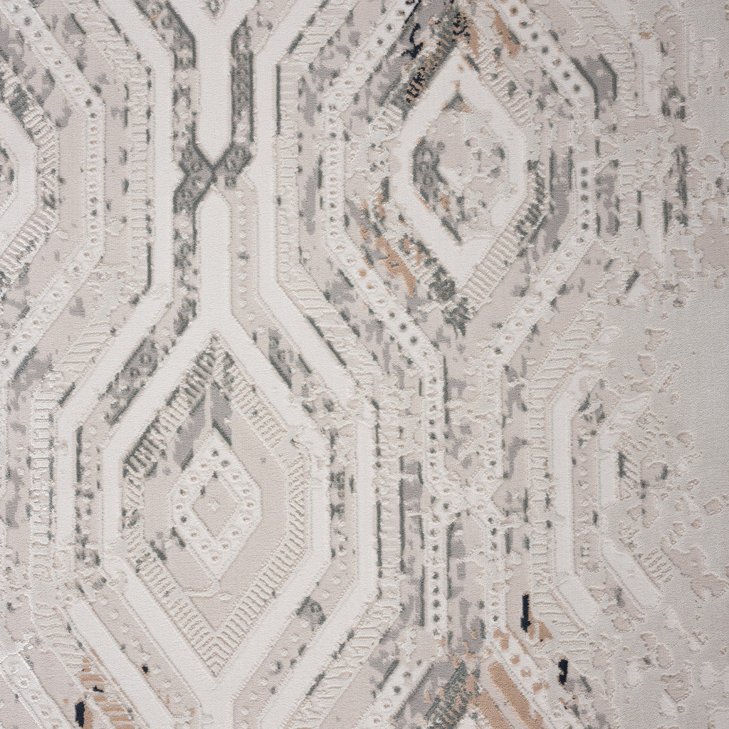 2' X 3' Cream Abstract Distressed Area Rug