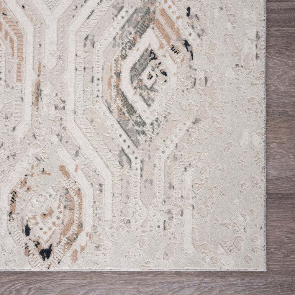 2' X 3' Cream Abstract Distressed Area Rug