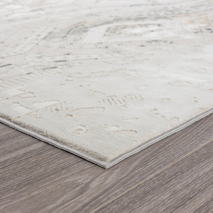 2' X 3' Cream Abstract Distressed Area Rug