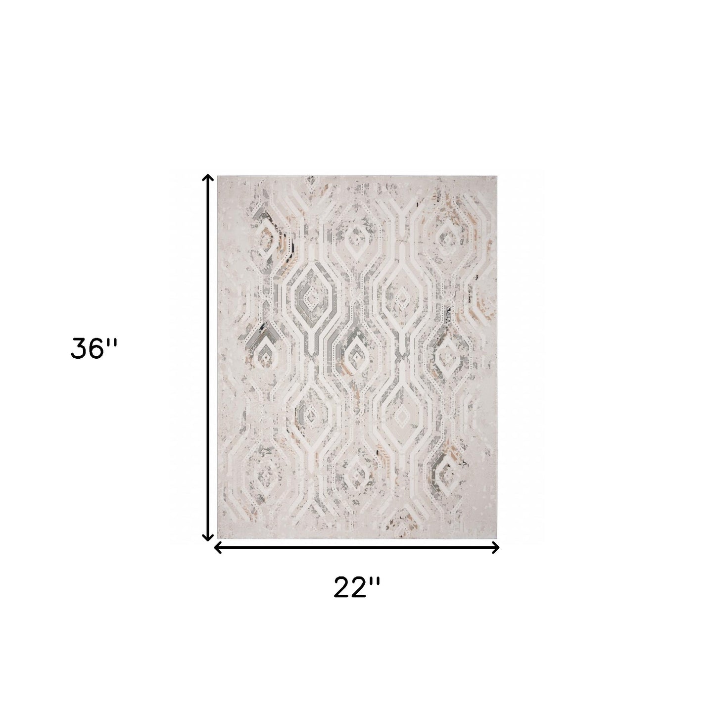 2' X 3' Cream Abstract Distressed Area Rug