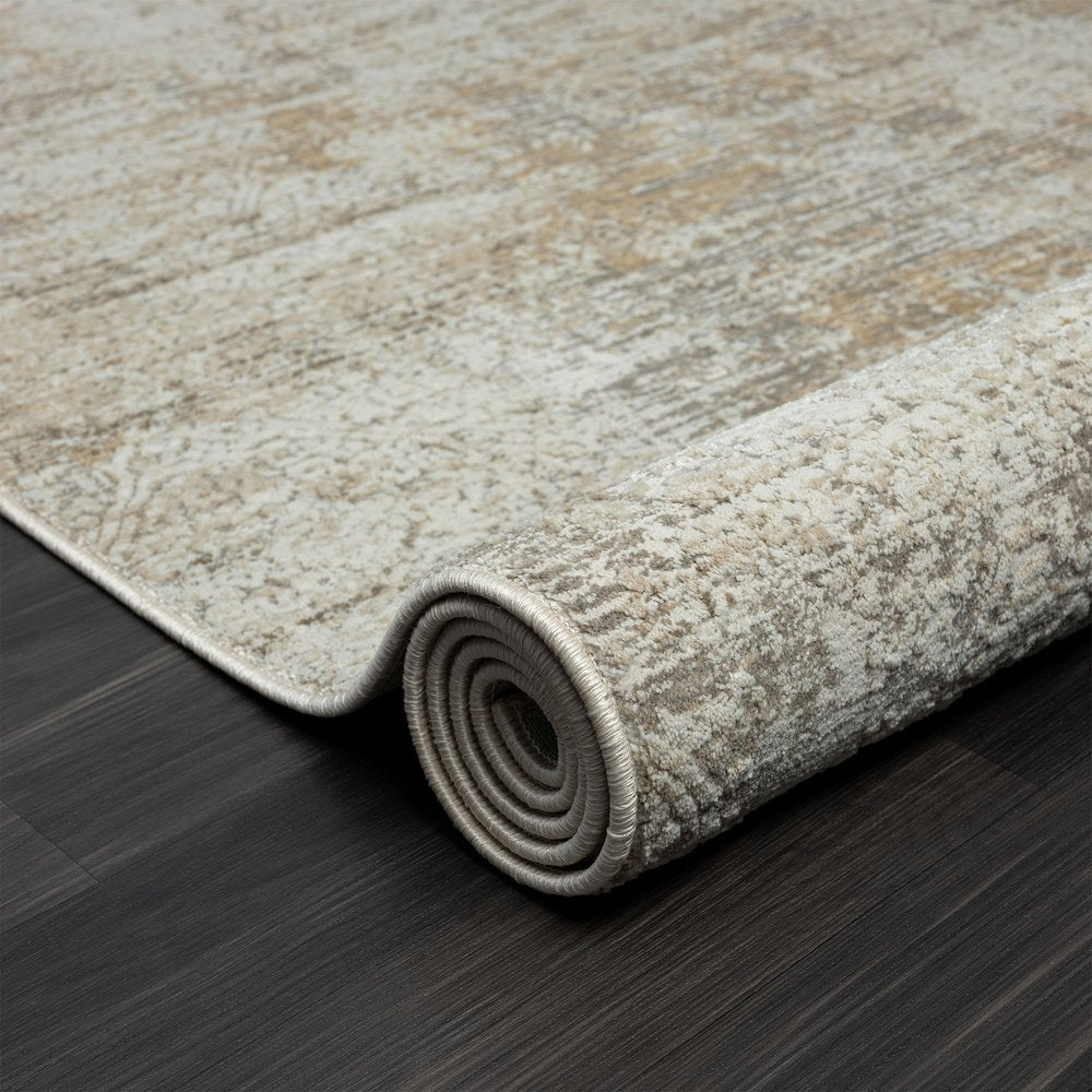 2' X 3' Gray Damask Distressed Area Rug