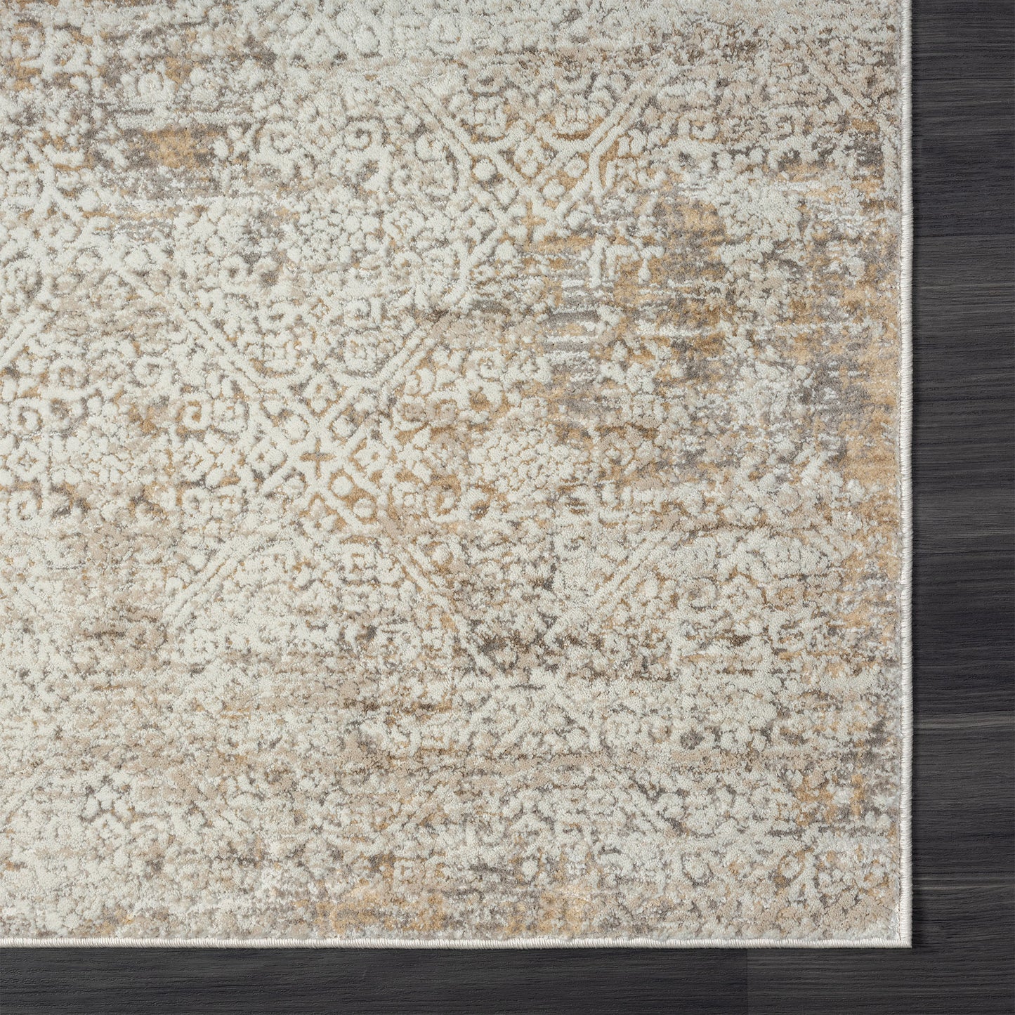 2' X 3' Gray Damask Distressed Area Rug