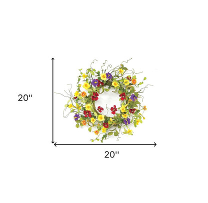 20" Green And Yellow Summer Mixed Assortment Artificial Wreath