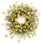 24" Green White And Yellow Spring Daisy Artificial Wreath