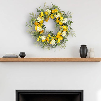 28" Green White And Yellow Summer Lemon Artificial Wreath