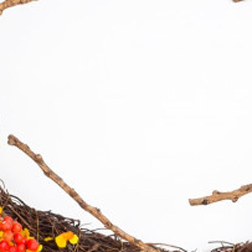 25" Orange Red Artificial Fall Twig Wreath