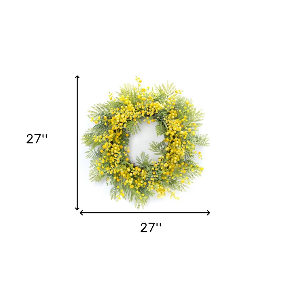 27" Green And Yellow Fern Artificial Wreath