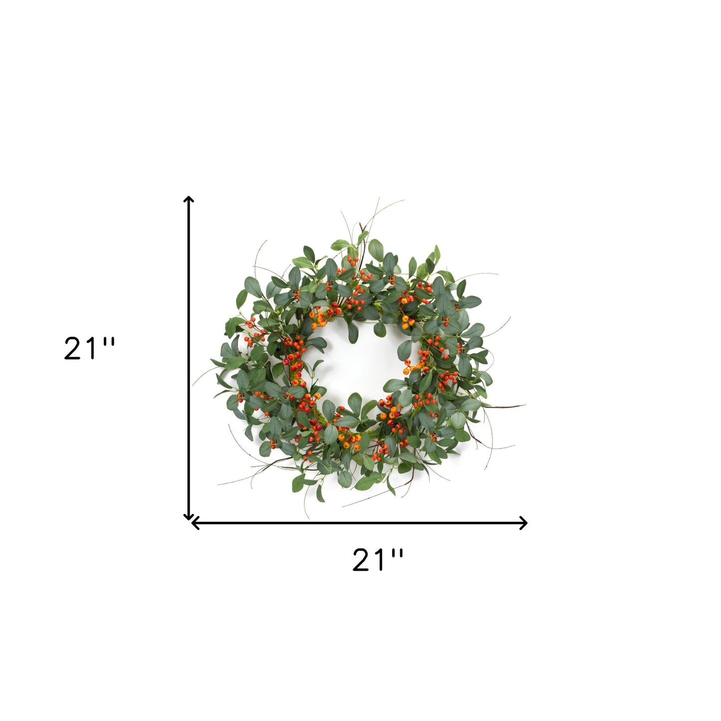 21" Green and Orange Artificial Mixed Assortment Wreath