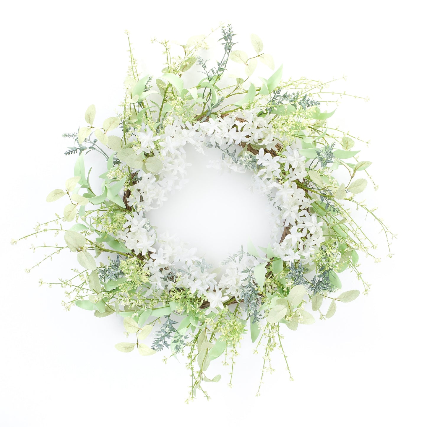 22" Green and White Mixed Assortment Artificial Wreath