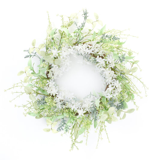 22" Green and White Mixed Assortment Artificial Wreath