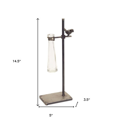 Set of Two Clear and Black Metal and Glass Apothecary Jar