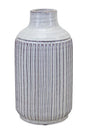 10" Off White Terracotta Striped Cylinder Table Vase