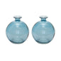 Set of Two Blue Glass Round Table Vase