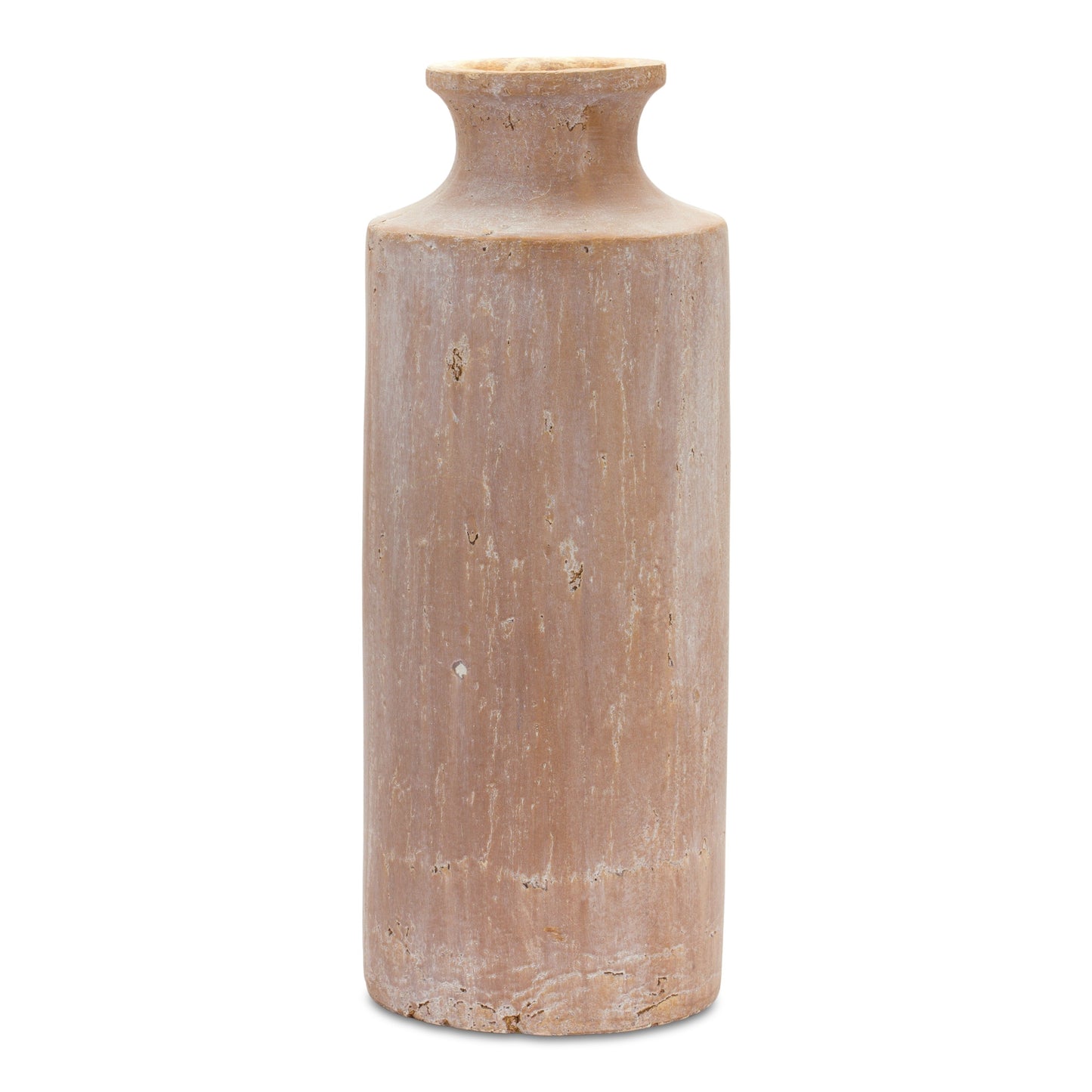 19" Beige Terracotta Cylinder Floor Vase