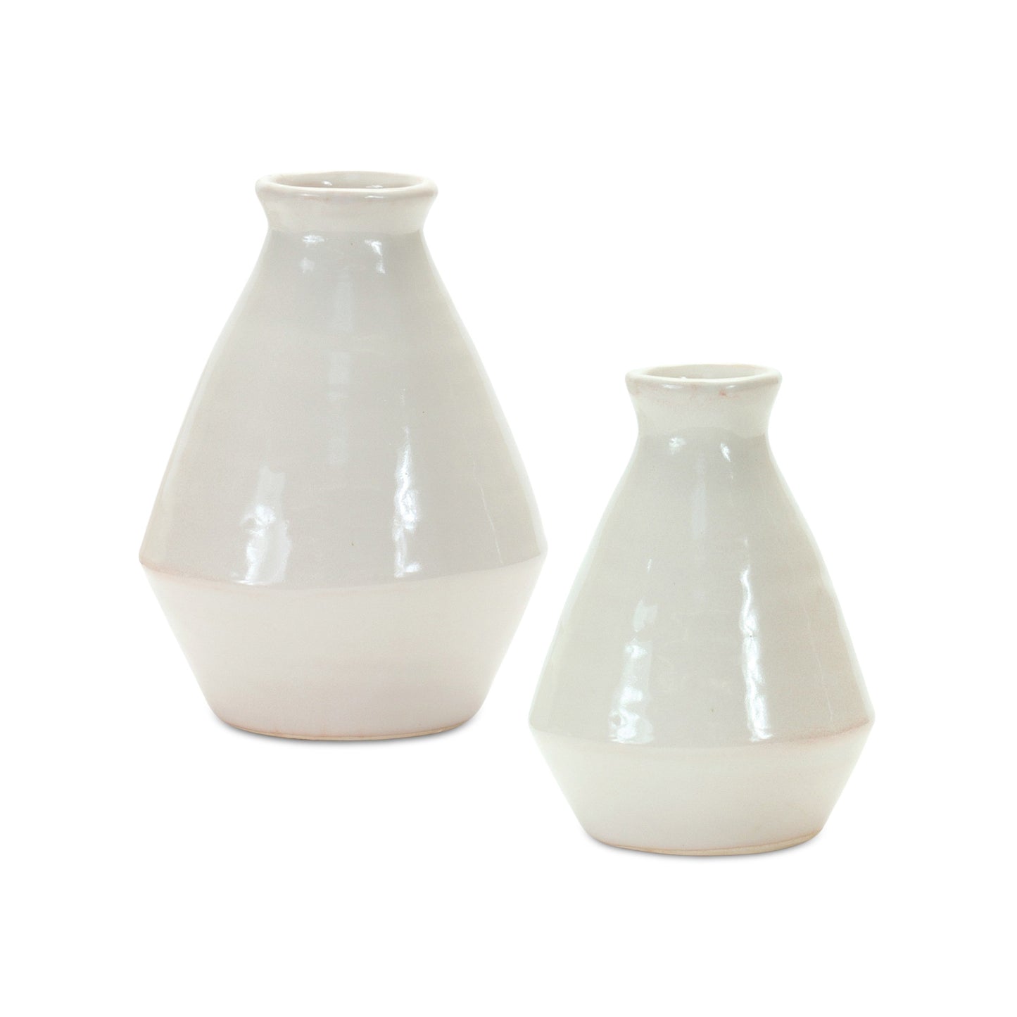 Set of Two White Bud Terracotta Table Vase