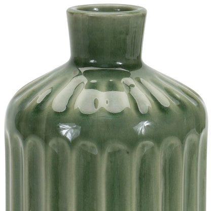 7" Green Terracotta Striped Bud Table Vase