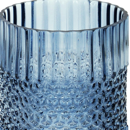 8" Blue Geometric Cylinder Glass Table Vase