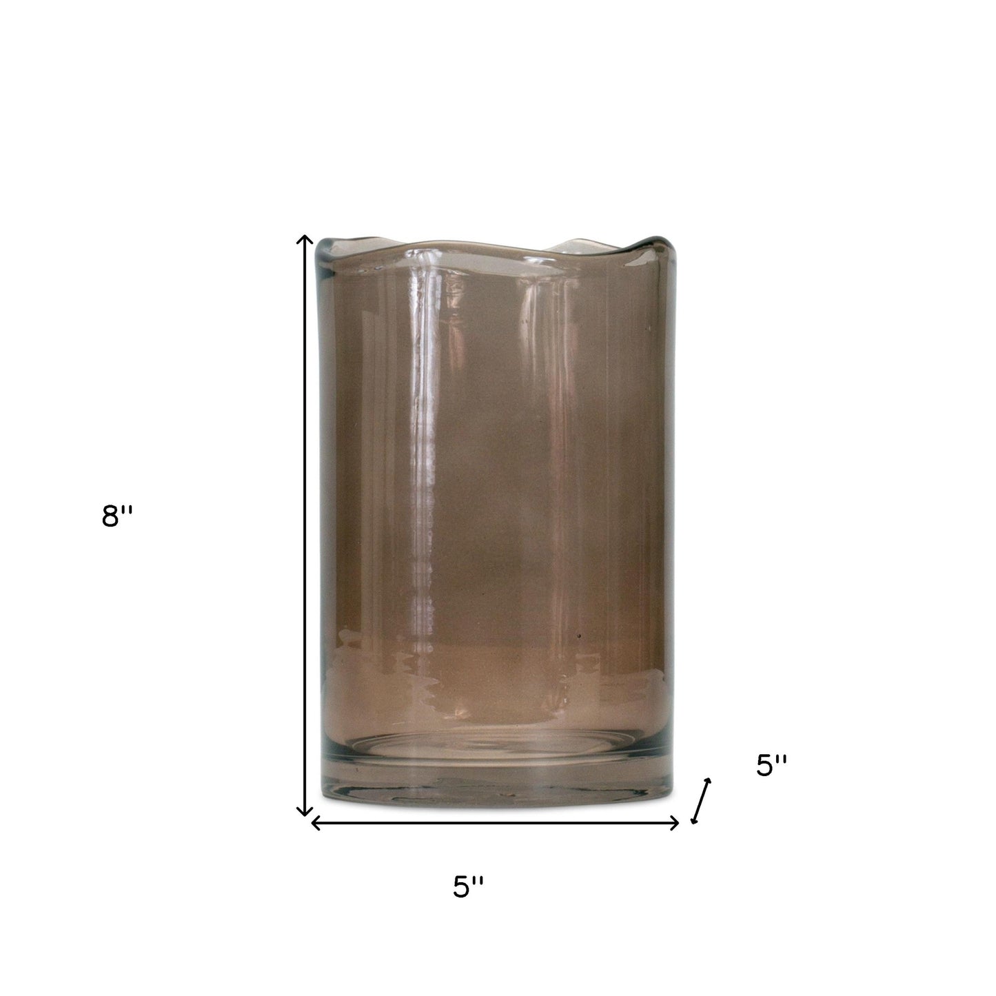 8" Brown Cylinder Glass Table Vase