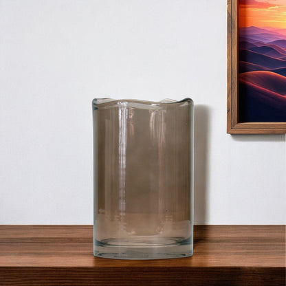 8" Brown Cylinder Glass Table Vase