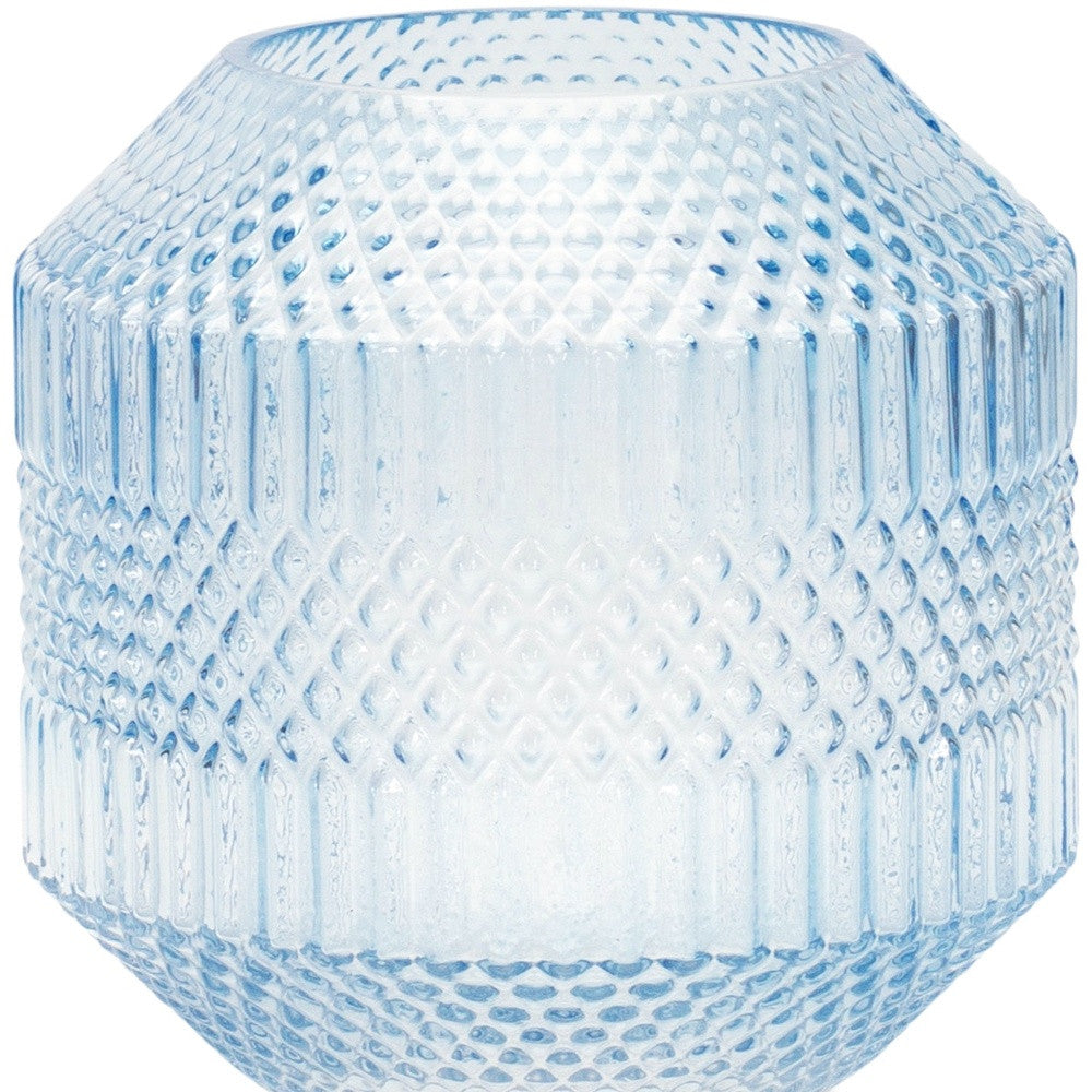 7" Pale Blue Geometric Cylinder Glass Table Vase