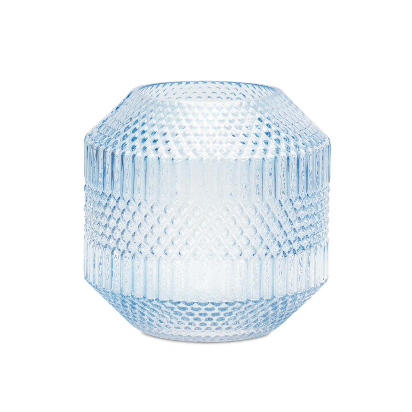 7" Pale Blue Geometric Cylinder Glass Table Vase