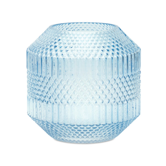 8" Pale Blue Geometric Cylinder Glass Table Vase