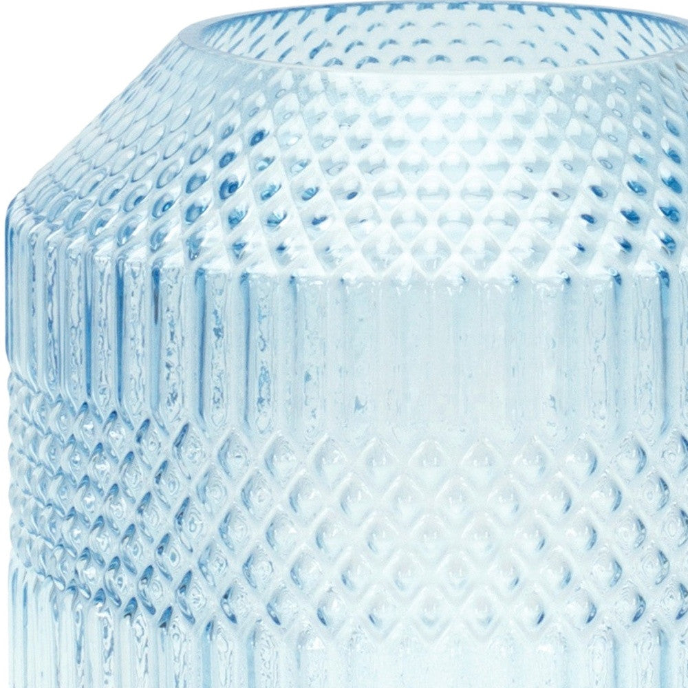 8" Pale Blue Geometric Cylinder Glass Table Vase