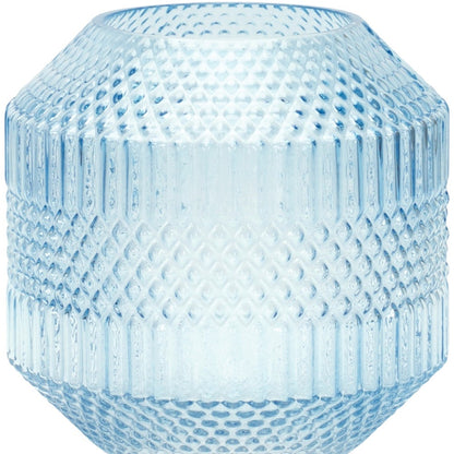 8" Pale Blue Geometric Cylinder Glass Table Vase