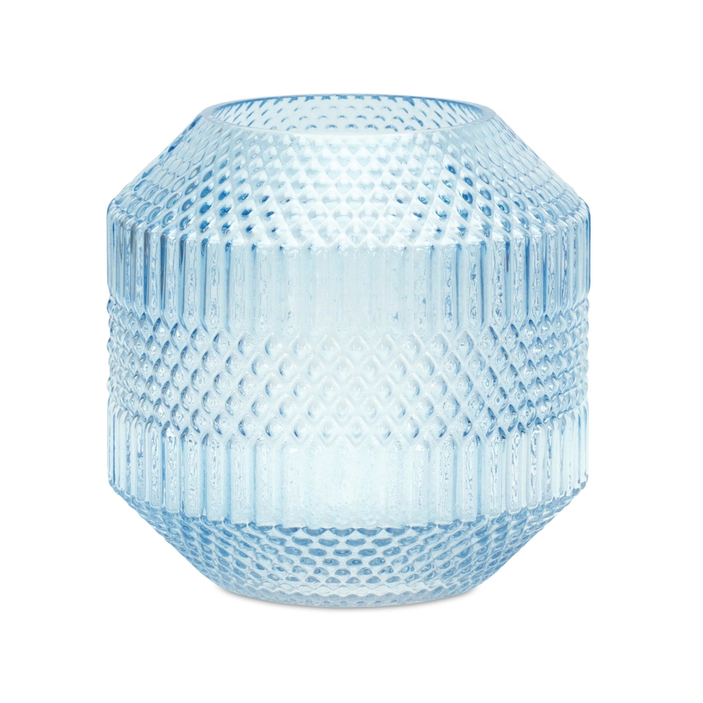 8" Pale Blue Geometric Cylinder Glass Table Vase