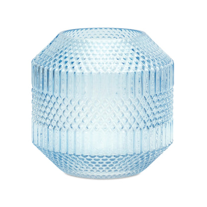 8" Pale Blue Geometric Cylinder Glass Table Vase