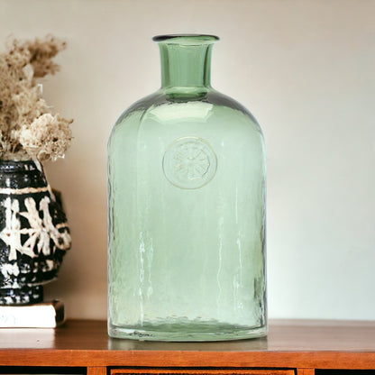 9" Green Bud Glass Table Vase