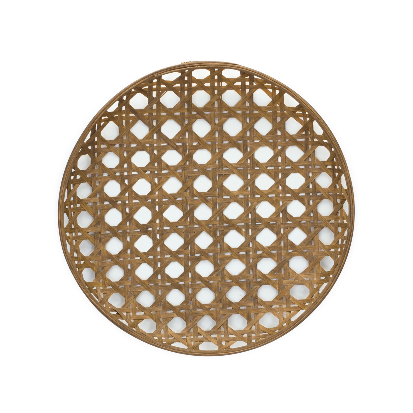 22" Brown Round Bamboo Vanity Tray