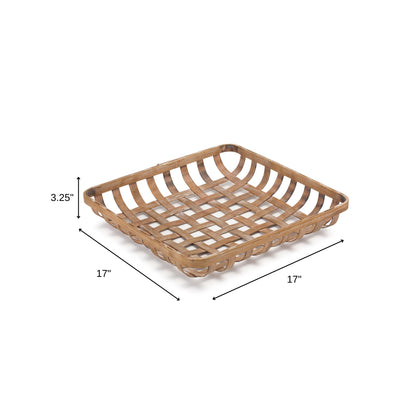 Set of Two Brown Square Bamboo Vanity Tray