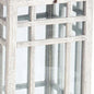 Set of Two White And Silver Distressed Geometric Metal Floor Lantern Candle Holders
