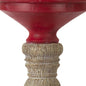 Set of Three Red And Natural Ornate Resin Tabletop Pillar Candle Holders