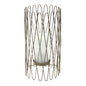14" Gold Iron and Glass Tabletop Hurricane Candle Holder