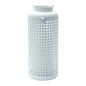 14" White Distressed Lattice Iron Floor Lantern Candle Holder