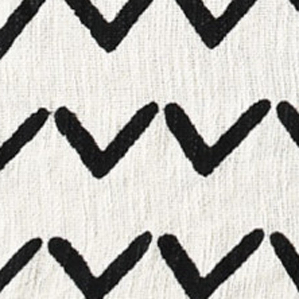 50" X 60" Black and White Woven Cotton Chevron Throw Blanket with Tassels