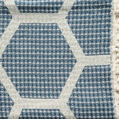 60" X 50" Purple Woven Cotton Geometric Throw Blanket with Fringe