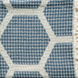 60" X 50" Blue and Off White Woven Cotton Geometric Throw Blanket with Fringe