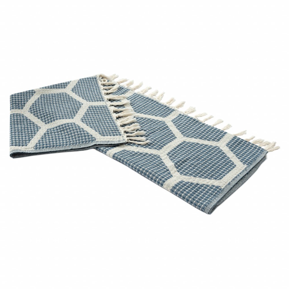 60" X 50" Purple Woven Cotton Geometric Throw Blanket with Fringe