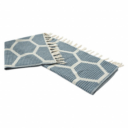 60" X 50" Purple Woven Cotton Geometric Throw Blanket with Fringe
