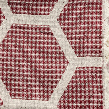 60" X 50" Purple Woven Cotton Geometric Throw Blanket with Fringe