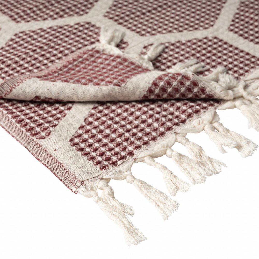 60" X 50" Purple Woven Cotton Geometric Throw Blanket with Fringe