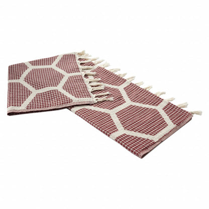 60" X 50" Purple Woven Cotton Geometric Throw Blanket with Fringe