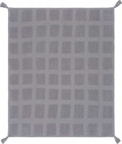 50" X 60" Blue Woven Cotton Throw Blanket with Tassels