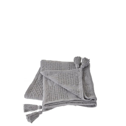50" X 60" Cream Cotton Woven Throw Blanket with Tassels