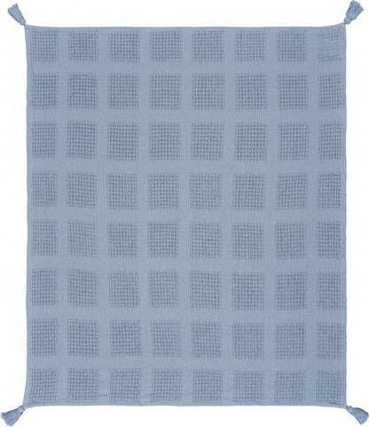 50" X 60" Blue Woven Cotton Throw Blanket with Tassels