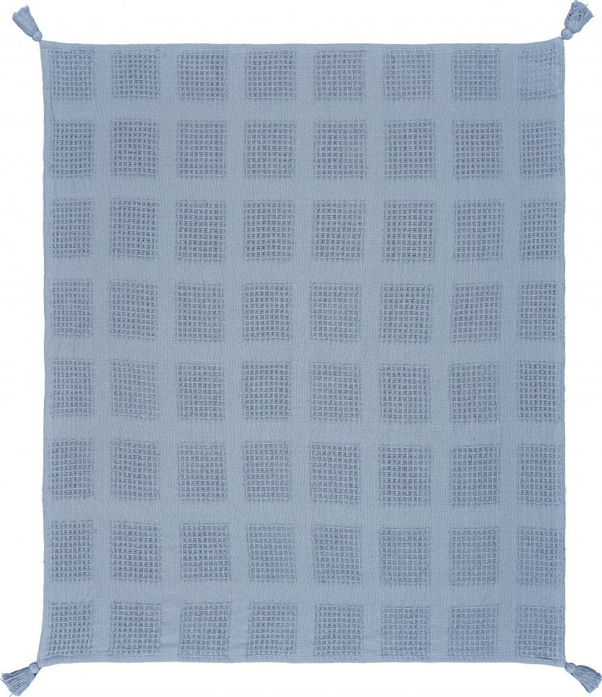 50" X 60" Cream Cotton Woven Throw Blanket with Tassels