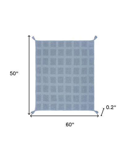 50" X 60" Green Woven Cotton Throw Blanket with Tassels